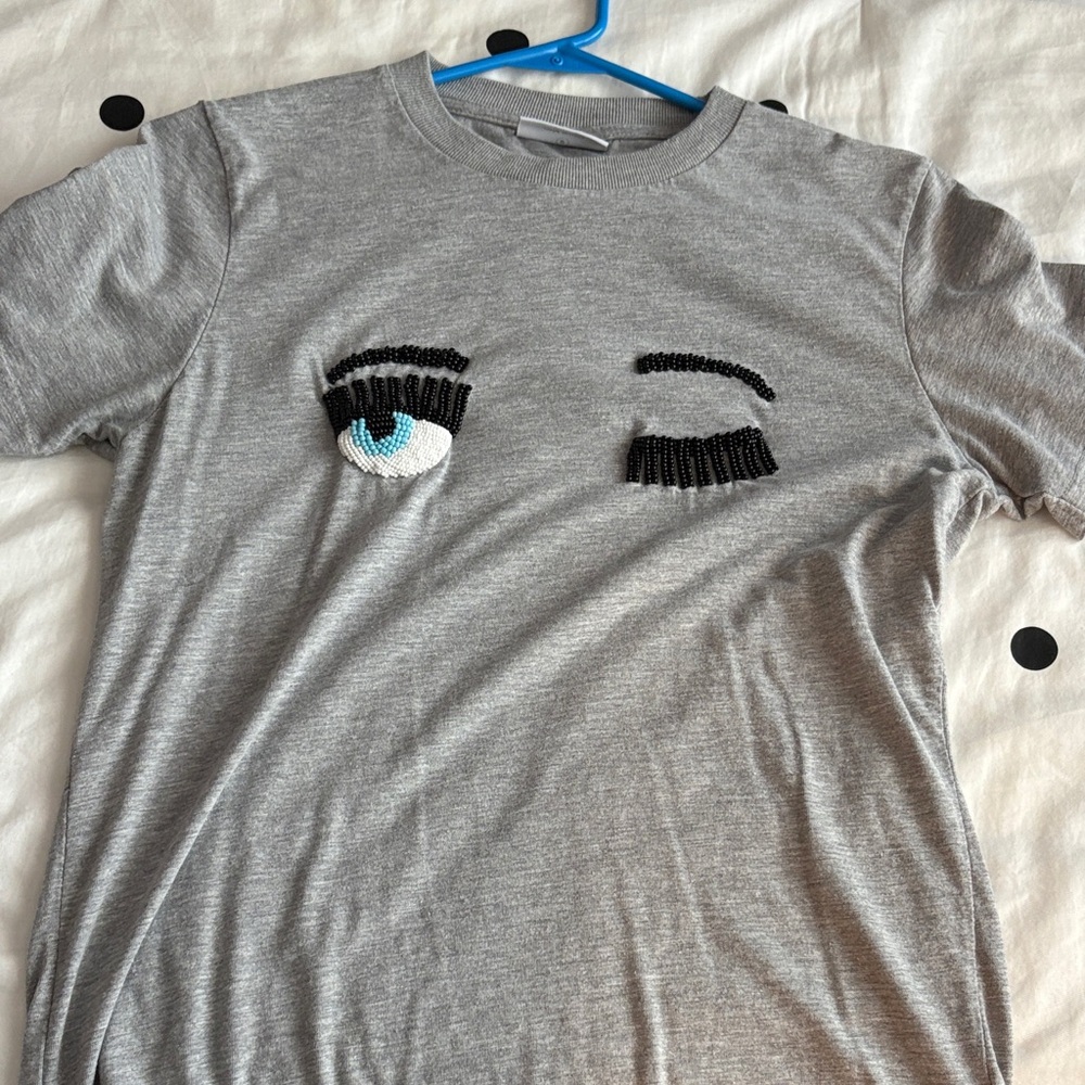 Chiara Ferragni Gray Short Sleeve Tee